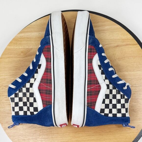 Vans SK8 Hi Big Style Multi Pattern High Top Sneakers Blue Red Black 5 Big Kids - Picture 4 of 11